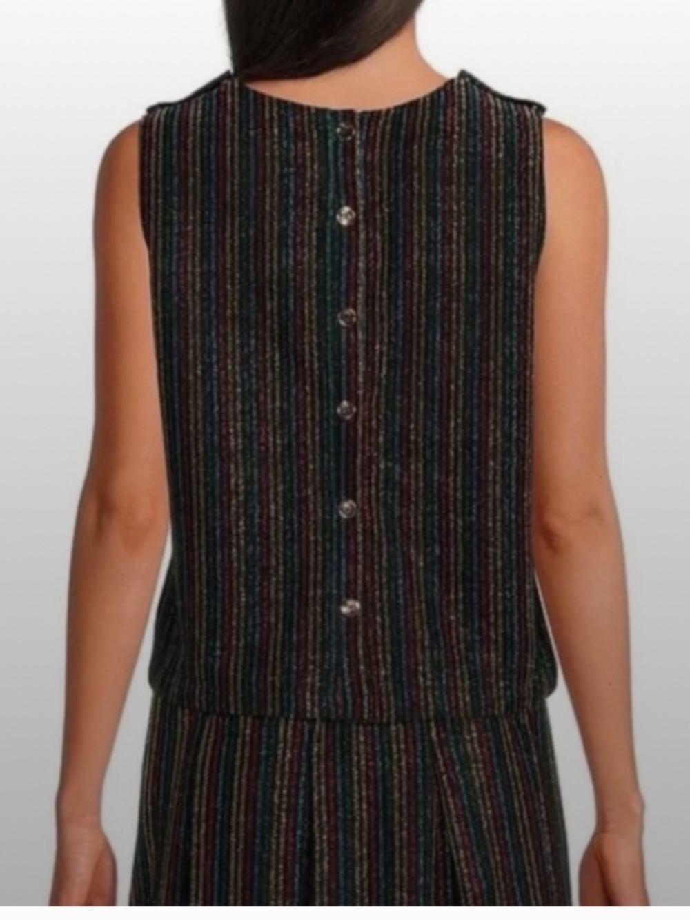 Buru Mod Brocade Woven Shimmer Back Coordinating Boxy Top MEDIUM M